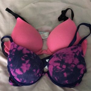 Pink VIctorias Secret Push Up Bras